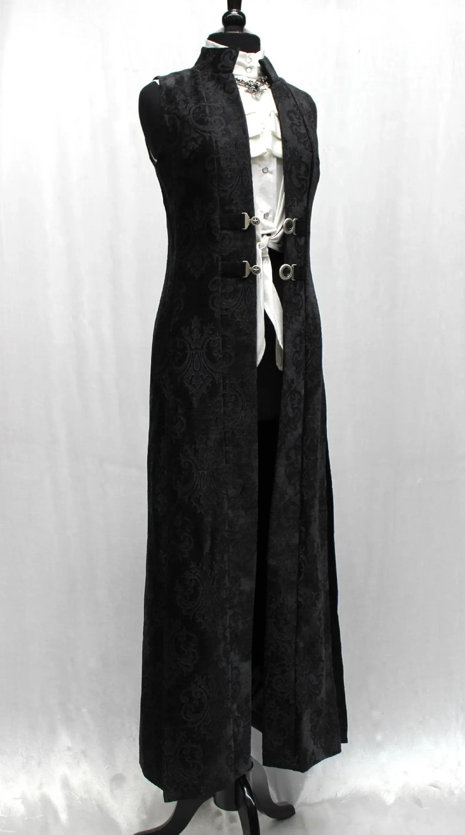 NECROMANTIC COAT/VEST - BLACK VELVET BROCADE