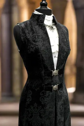 NECROMANTIC COAT/VEST - BLACK VELVET BROCADE