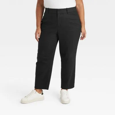 New - Women's High-Rise Ankle Tapered Pants - Ava & Viv Black 18