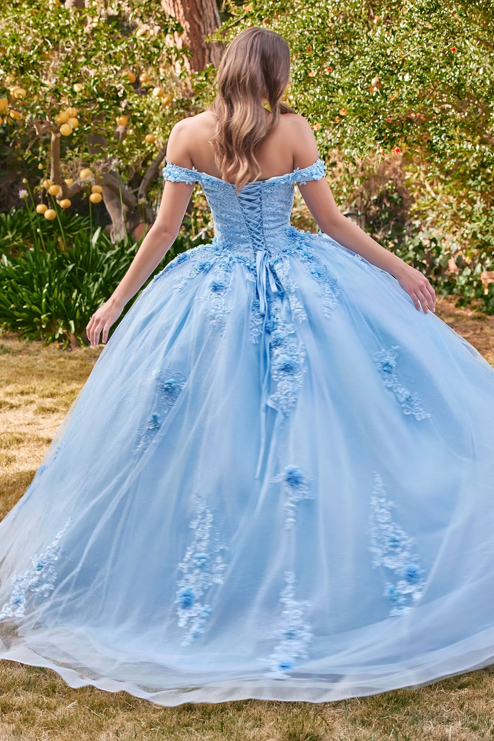 OFF THE SHOULDER FLORAL QUINCE BALL GOWN CD15702