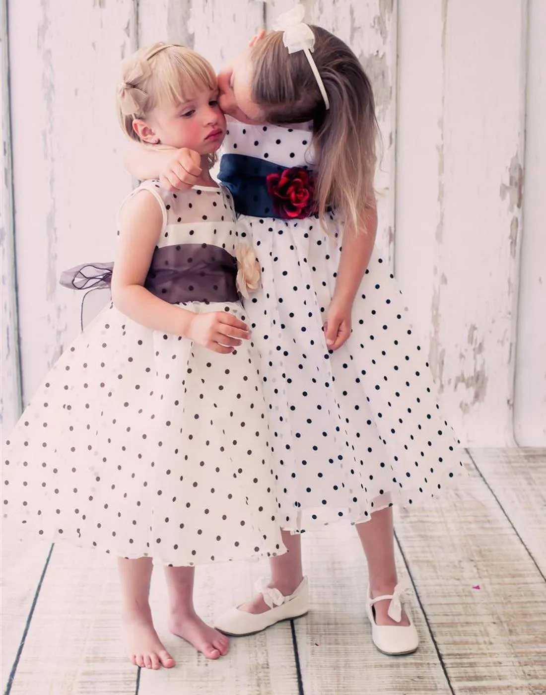 Polka Dot Organza Overlay Dress with an Organza Sash & White - Black / White