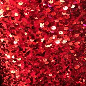 Red Sequins Embroidered Stretch Velvet Rodeo Fabric