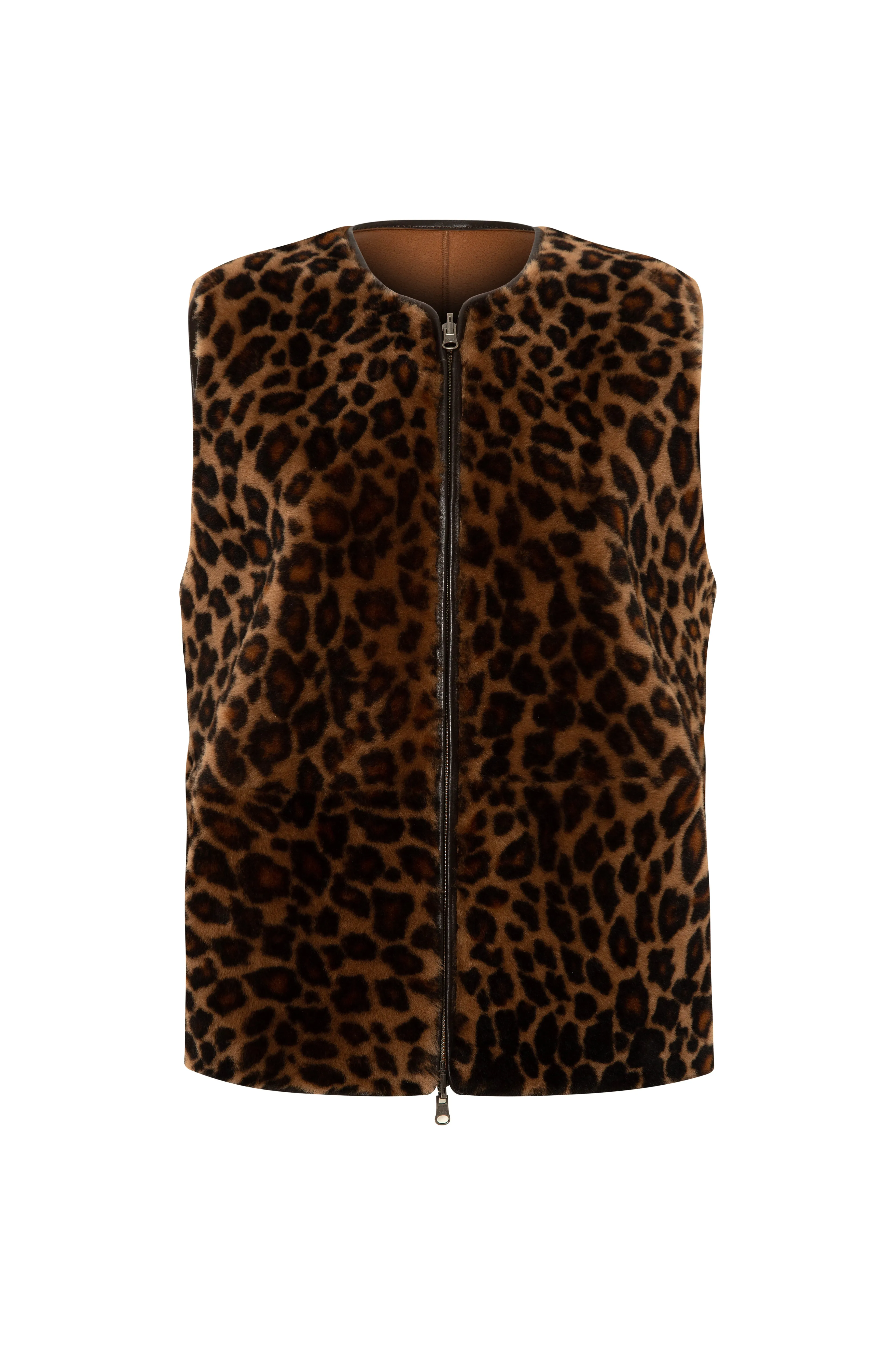 REVS - Reversible animal-print shearling leather vest