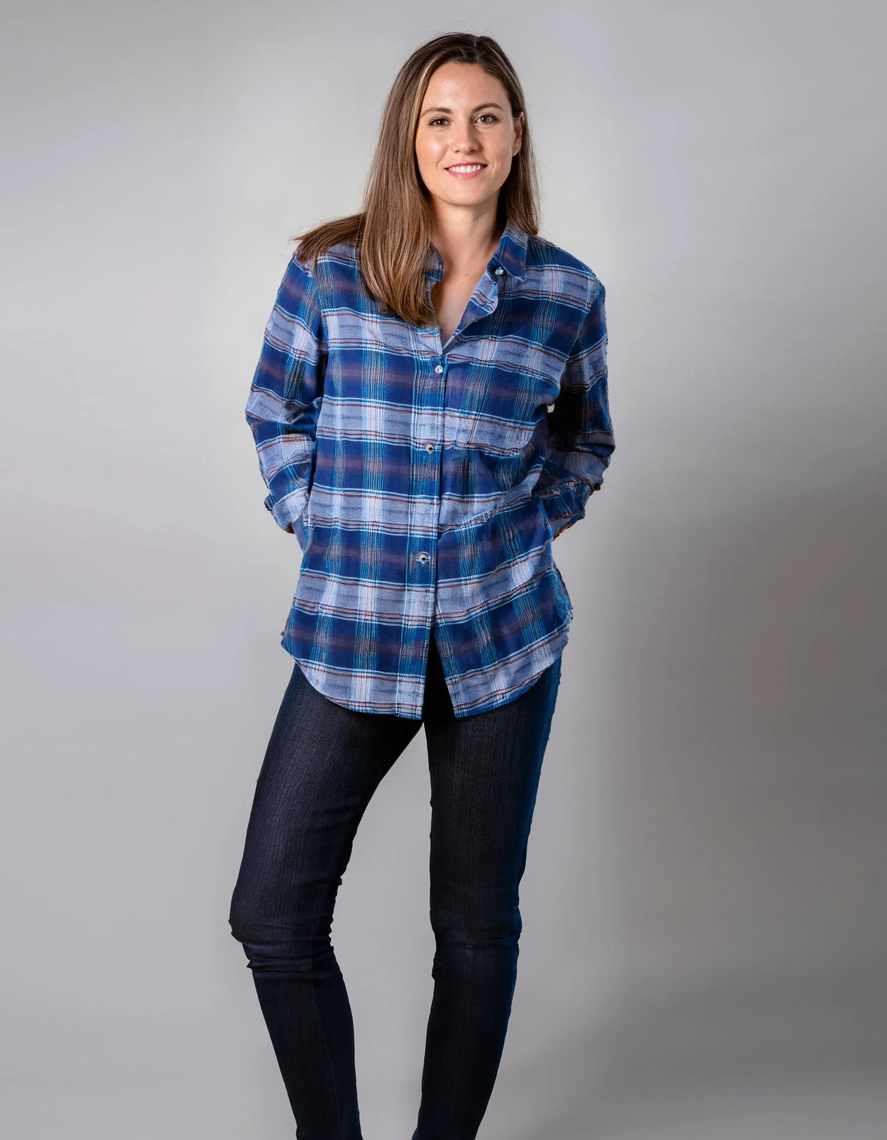 Royal Blue Check Flannel Shirt