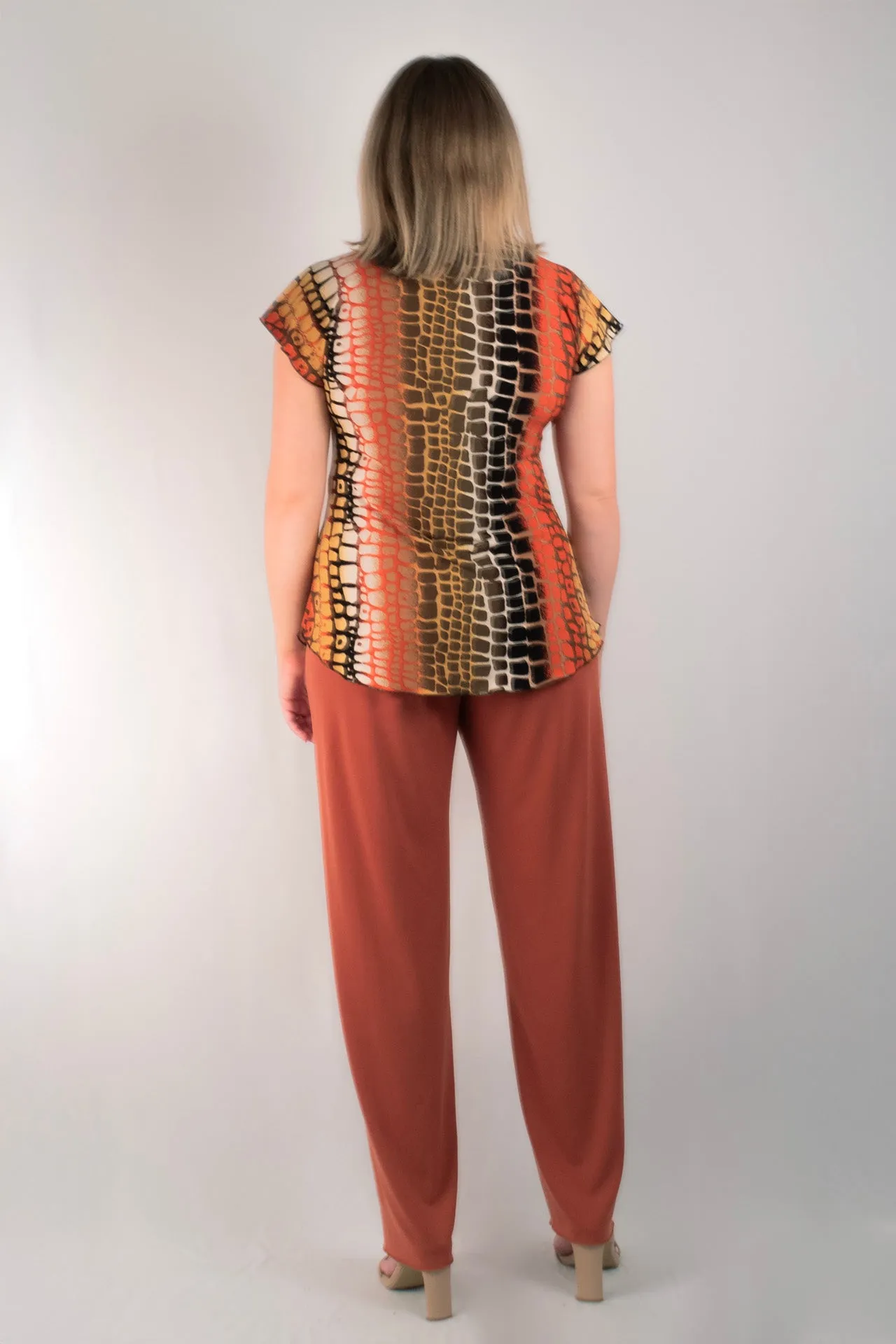 Rust Tapered Jersey Palazzo Pants