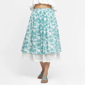 Sanganeri Block Print Cotton Layered Maxi Skirt