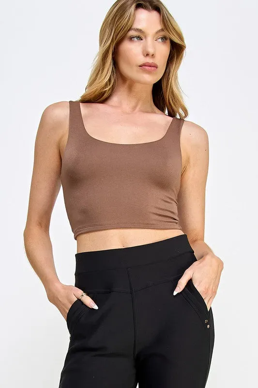 *SCOOP NECK CAMI BROWN