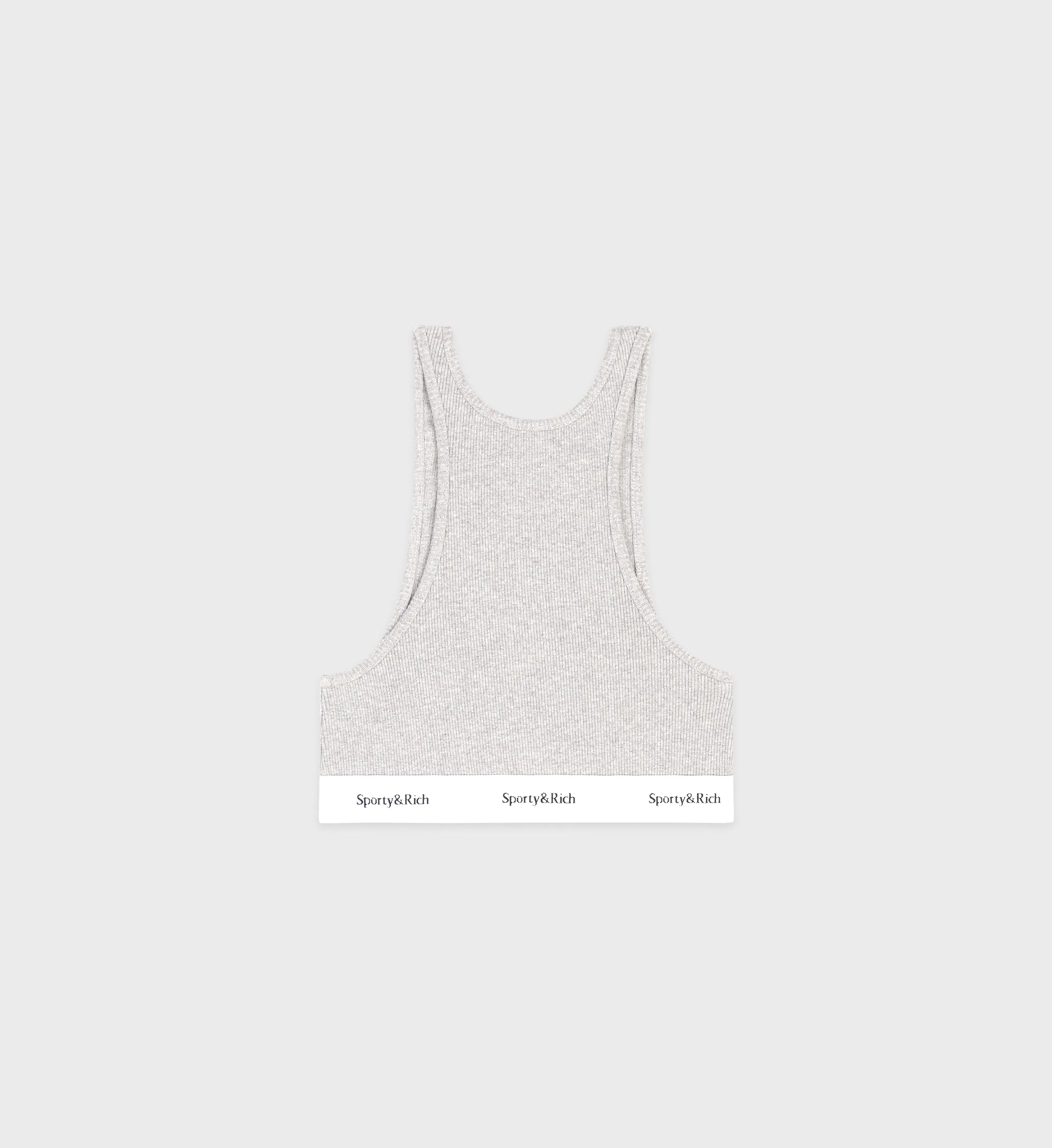 Serif Logo Ribbed Cropped Tank - Heather Gray