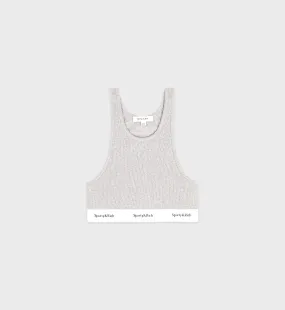 Serif Logo Ribbed Cropped Tank - Heather Gray