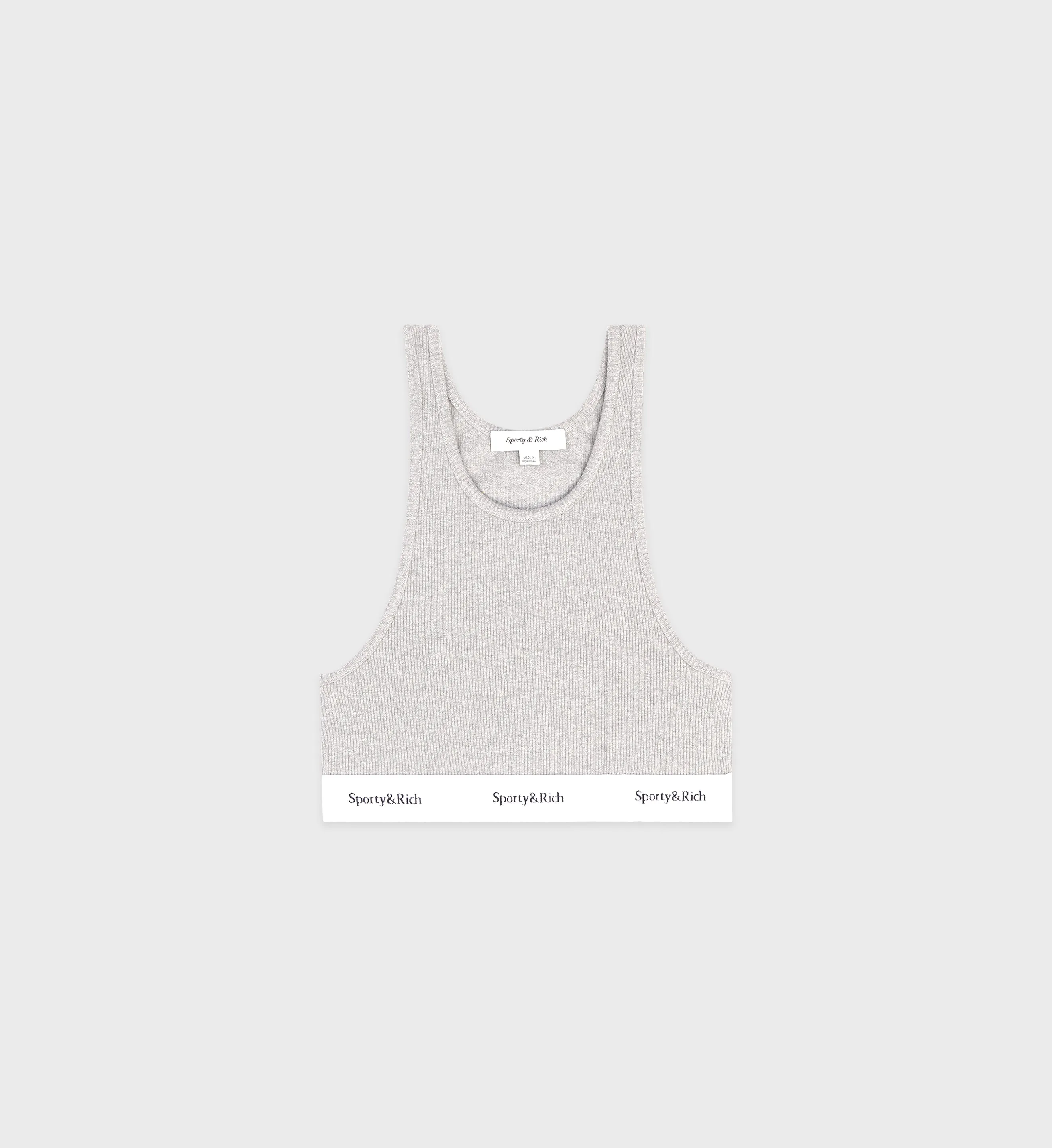 Serif Logo Ribbed Cropped Tank - Heather Gray