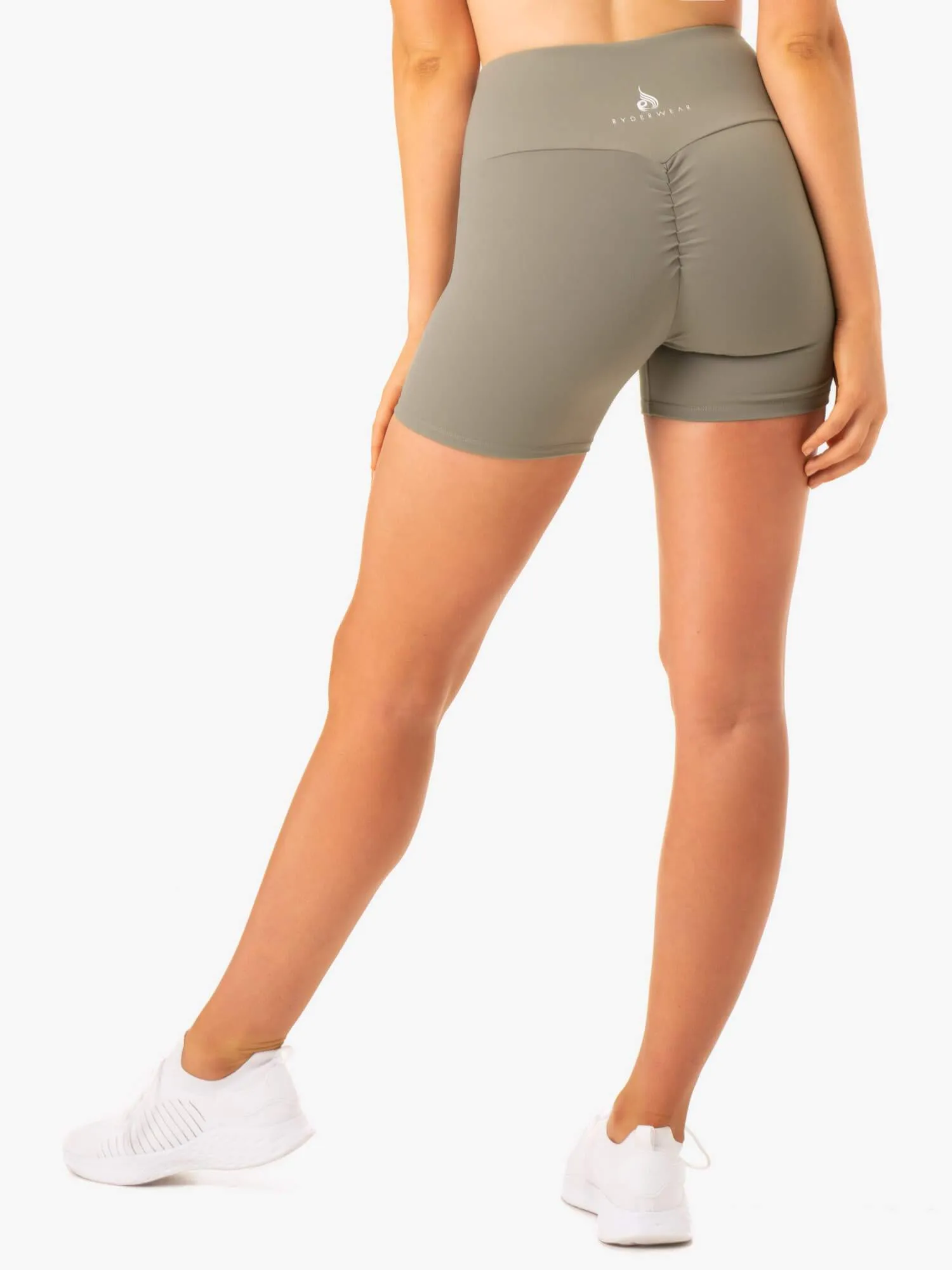 Staples Scrunch Bum Mid Length Shorts - Khaki