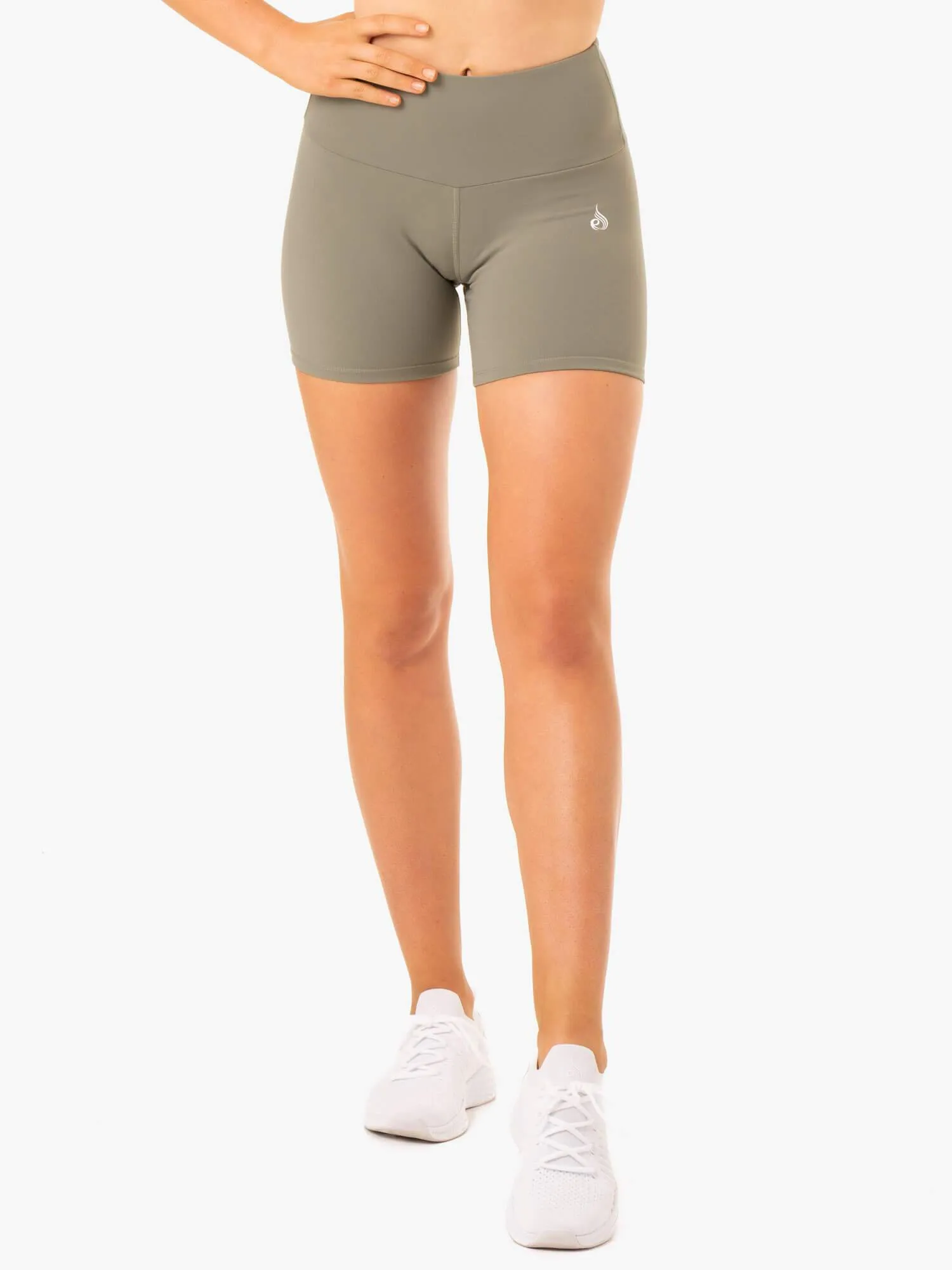 Staples Scrunch Bum Mid Length Shorts - Khaki