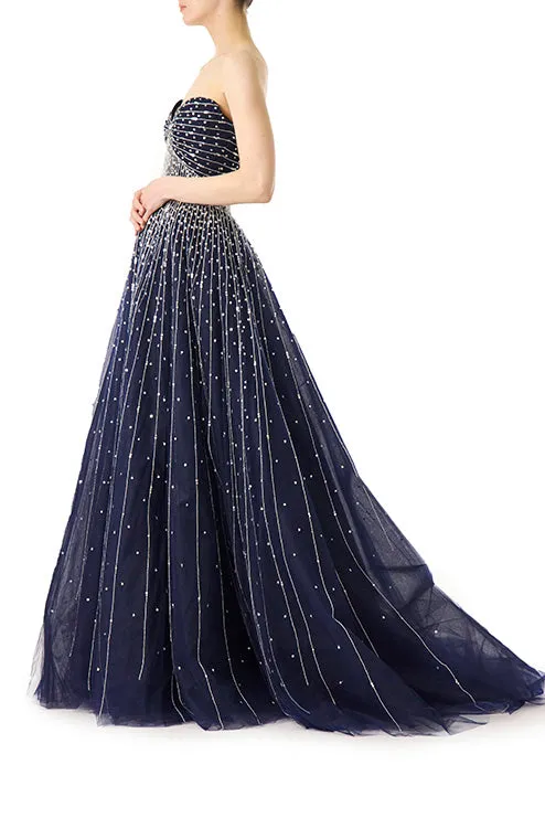 Strapless Embroidered Ball Gown