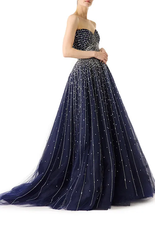 Strapless Embroidered Ball Gown