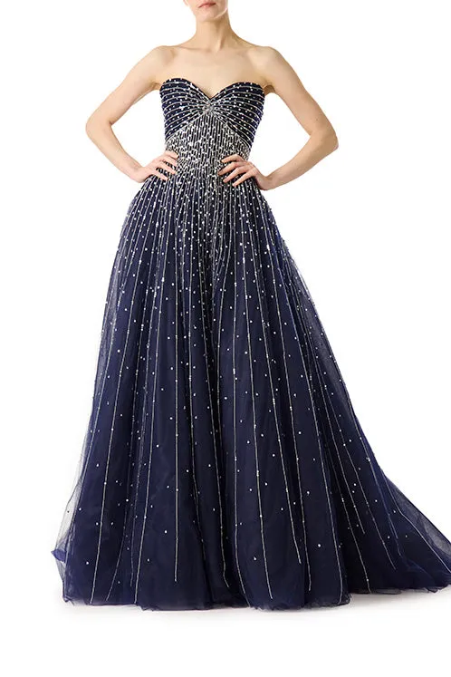 Strapless Embroidered Ball Gown