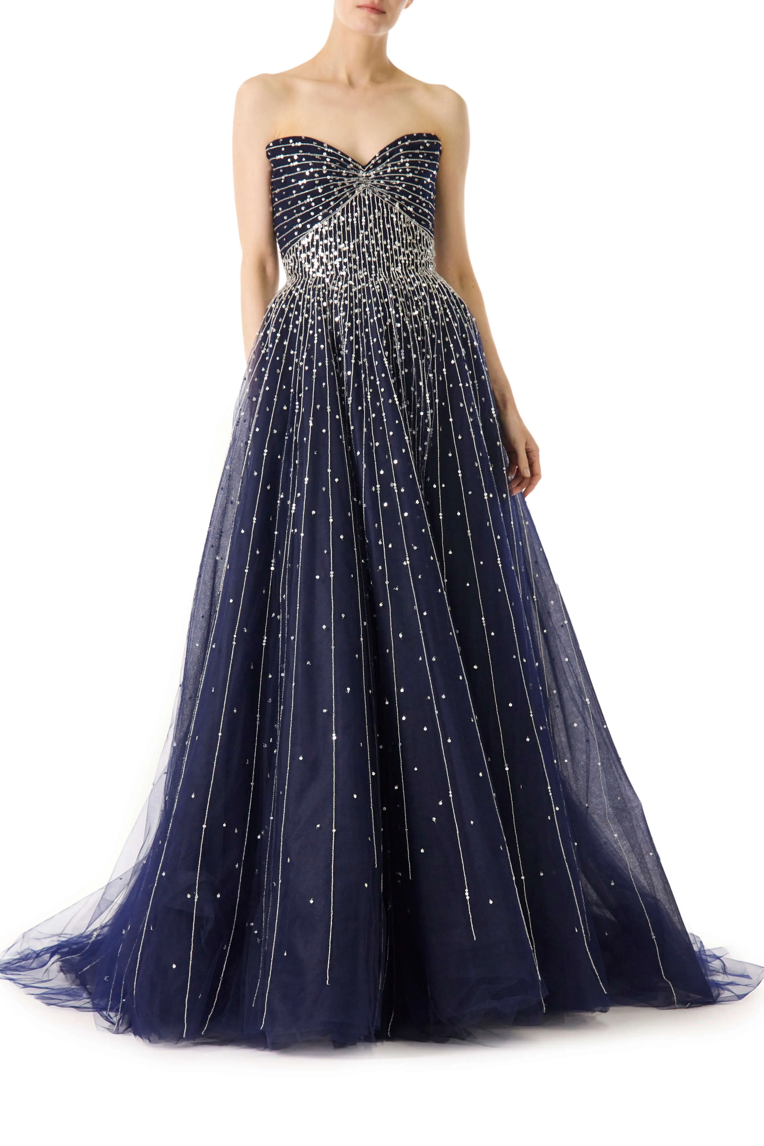 Strapless Embroidered Ball Gown