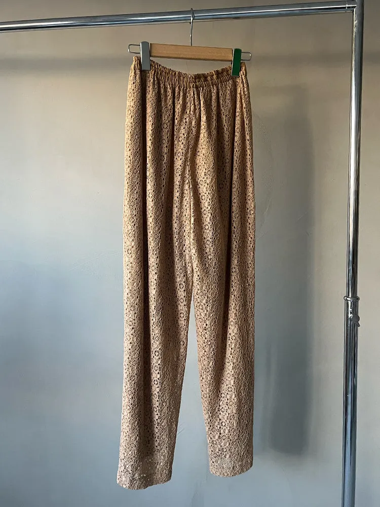 Tapered Milk Tea Lace Pants