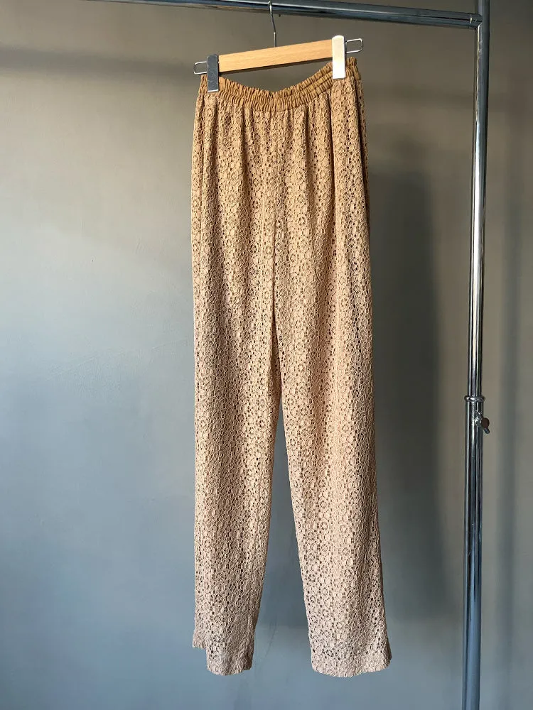 Tapered Milk Tea Lace Pants