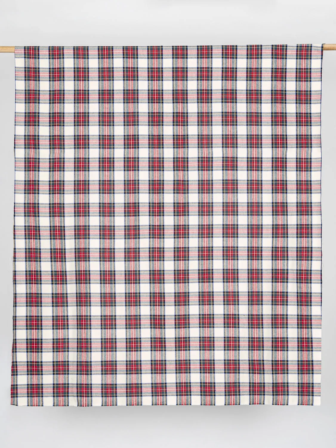 Tartan Check Cotton Flannel Twill -  Cream   Red   Green