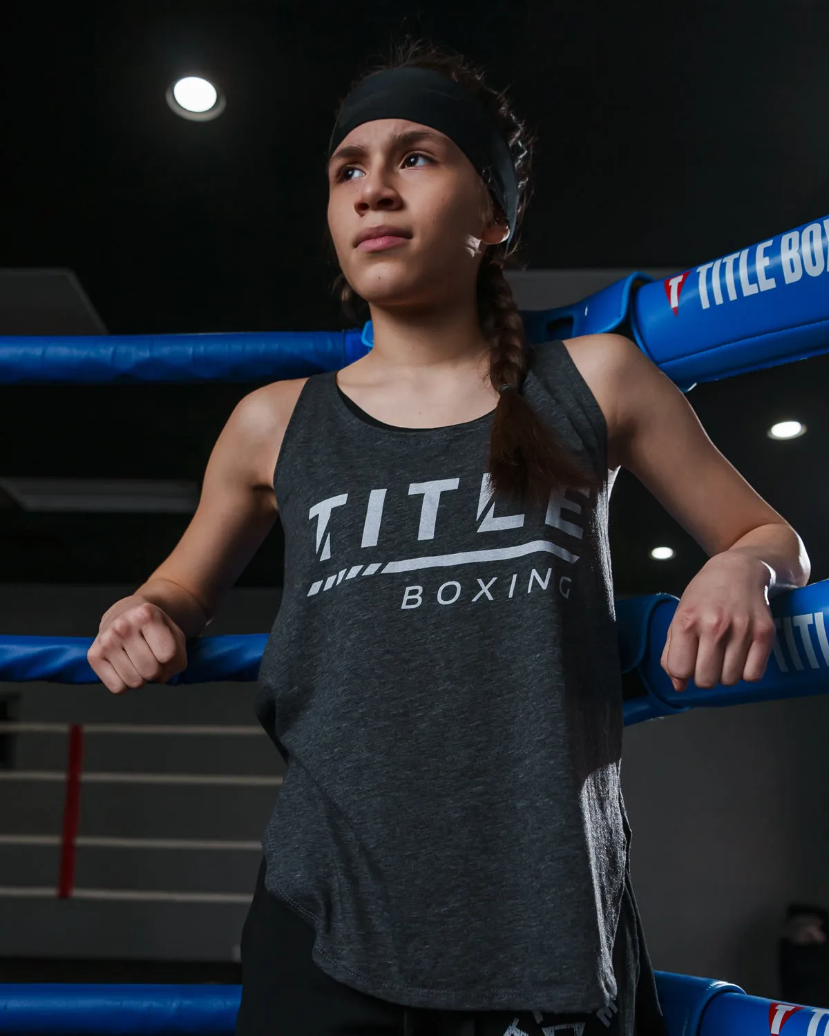 TITLE Boxing Women's Striped Wordmark Cropped Tank