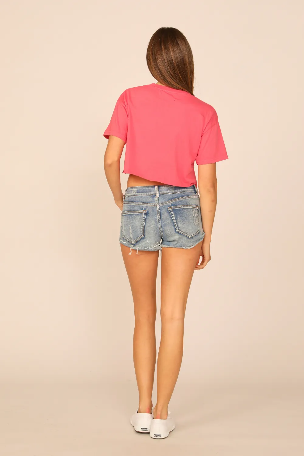 Washed Red Garment Dye Boxy Crop Tee