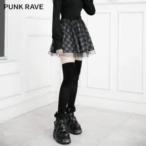 Women's Grunge Mesh Double Layered Plaid Skirts