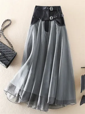 Women's Layered Tulle Patchwork A-line Skirt