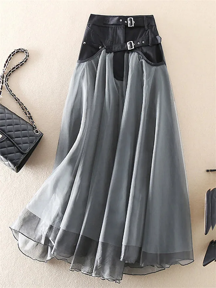 Women's Layered Tulle Patchwork A-line Skirt