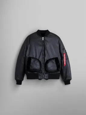 WOMEN'S REVERSIBLE FAUX LEATHER MA-1 BOMBER JACKET