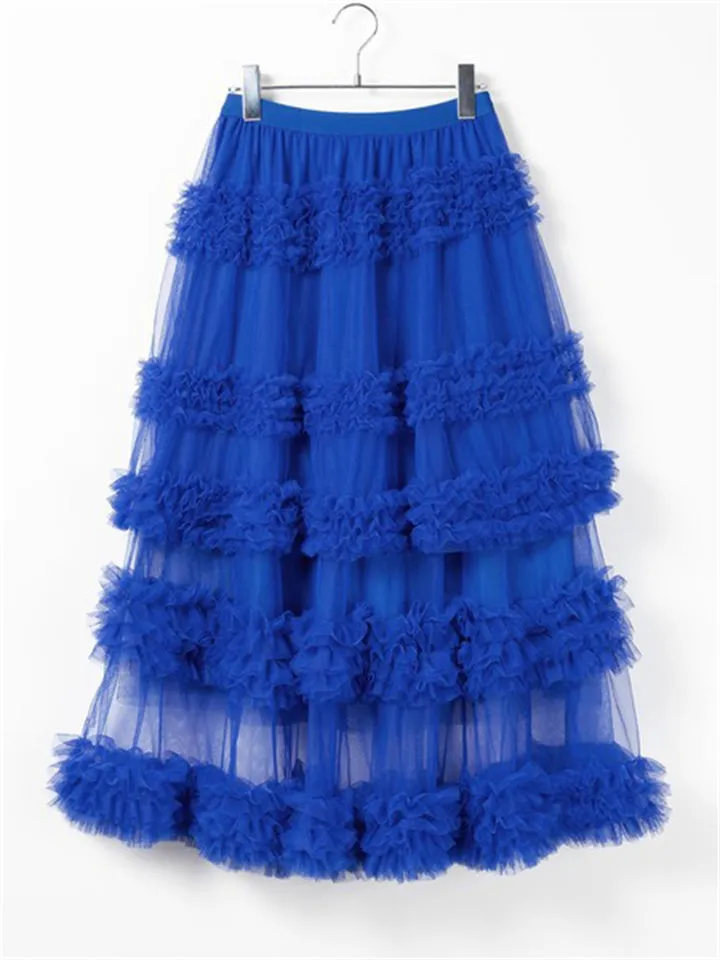 Women's Summer Sweet Loose Mesh Layered Skirt